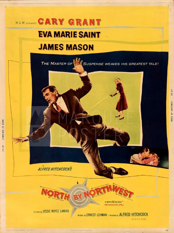 名称：西北偏北 North by Northwest (1959)描述：罗杰(加里·格兰特 Cary Grant 饰)是个平凡的广告商人，最近却莫名其妙的惹了一身的麻烦——他被别人错认成一名叫“凯普林”的人，还被人灌醉放进车中，意图造成车毁人亡，命大的罗杰却顺利逃过这一劫