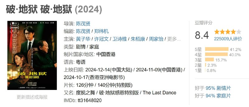 名称：破·地狱 破·地獄 (2024)  国粤双语4K高码+1080 内封中字+内嵌中字描述：婚礼策划师道生（黄子华 饰）因婚礼市场萧条而债台高筑，被迫改行成为葬礼经纪人
