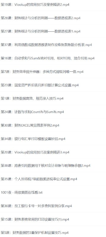 名称：财务excel从入门到精通描述：《财务excel从入门到精通》共38课完结 链接：