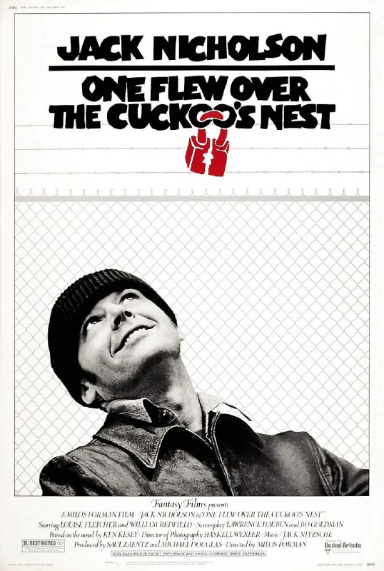 名称：飞越疯人院 (1975).描述：麦克墨菲（杰克·尼科尔森 Jack Nicholson 饰）为了逃避监狱里的强制劳动，装作精神异常，被送进了精神病院，他的到来，给死气沉沉的精神病院带来了剧烈的冲击
