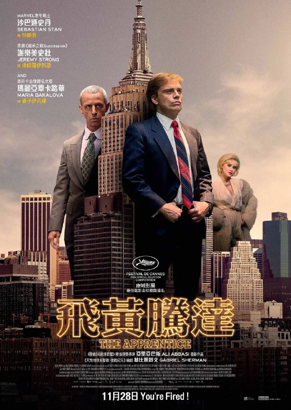 名称：飞黄腾达 / The Apprentice [2024][中英双字] [超清]描述：本片以充满腐败和欺骗的世界为背景，聚焦于唐纳德·特朗普（塞巴斯蒂安·斯坦 Sebastian Stan 饰）在上世纪七八十年代在纽约发展房地产业务的过程，还将挖掘他与臭名昭著的律师罗伊·科恩（杰瑞米·斯特朗 Jeremy Strong 饰）的关系